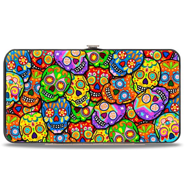 Buckle-Down Hinged Wallet - Colorful Calaveras Stacked Multi Color