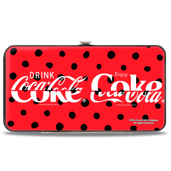 Buckle-Down Hinged Wallet - DRINK COCA-COLA COKE Polka Dot Red/Black/White
