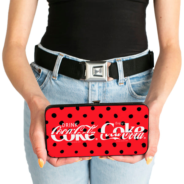 Buckle-Down Hinged Wallet - DRINK COCA-COLA COKE Polka Dot Red/Black/White
