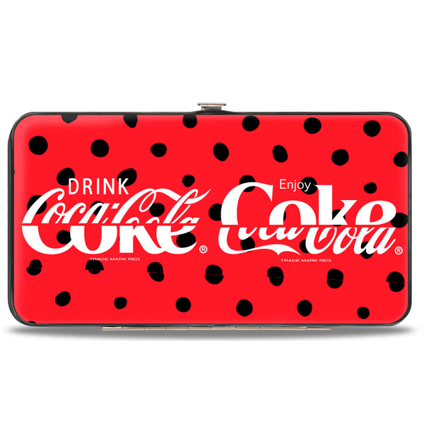 Buckle-Down Hinged Wallet - DRINK COCA-COLA COKE Polka Dot Red/Black/White