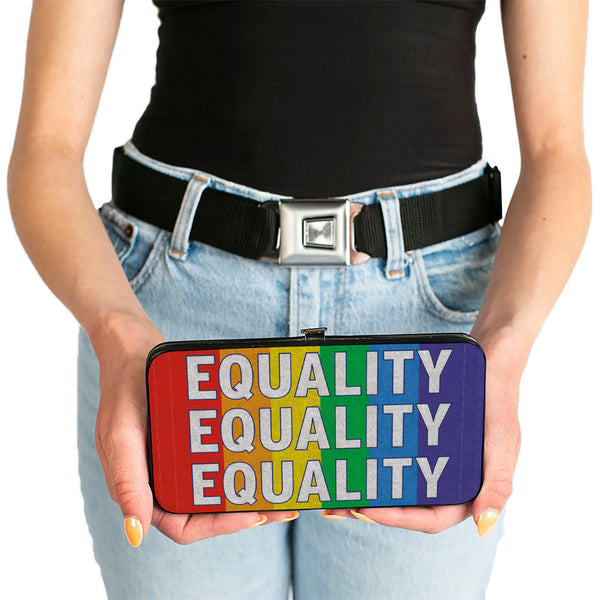 Buckle-Down Hinged Wallet - EQUALITY Blocks Rainbow Blue White