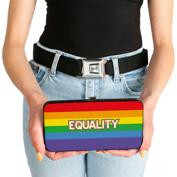 Buckle-Down Hinged Wallet - EQUALITY Stripe Rainbow White