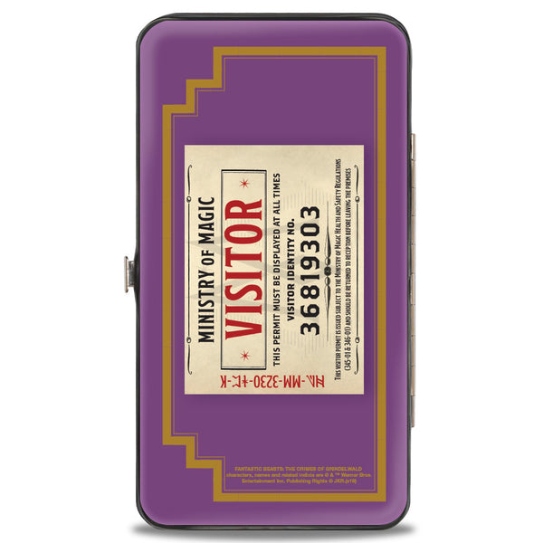 Buckle-Down Hinged Wallet - Fantastic Beasts The Crimes Of Grindelwald MINISTRY OF MAGIC Icon + VISITOR Pass Purple Gold Multi Color