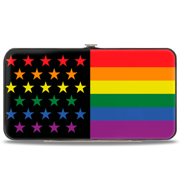 Buckle-Down Hinged Wallet - Flag American Pride Rainbow Black