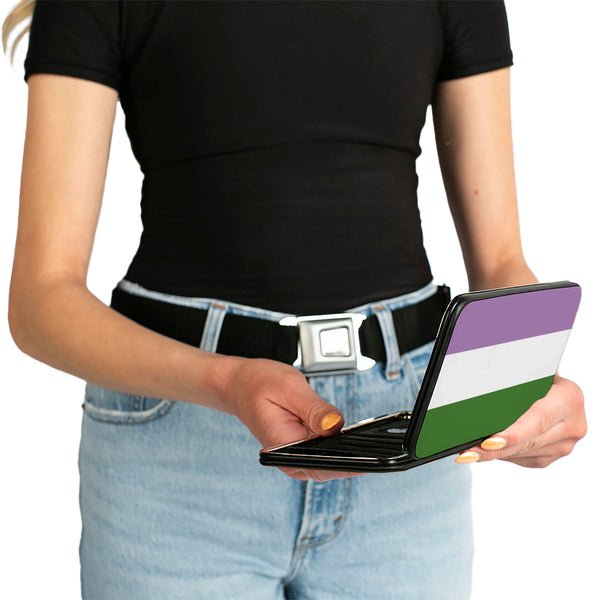 Buckle-Down Hinged Wallet - Flag Genderqueer Lavender White Green