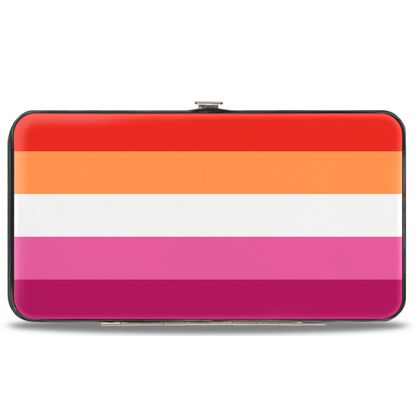 Buckle-Down Hinged Wallet - Flag Lesbian Five Stripe Oranges White Pinks