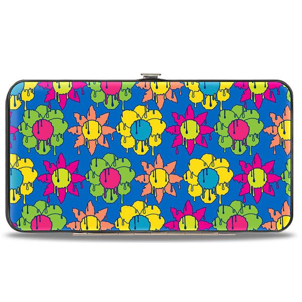 Buckle-Down Hinged Wallet - Funky Flower Drip Blue/Multi Color