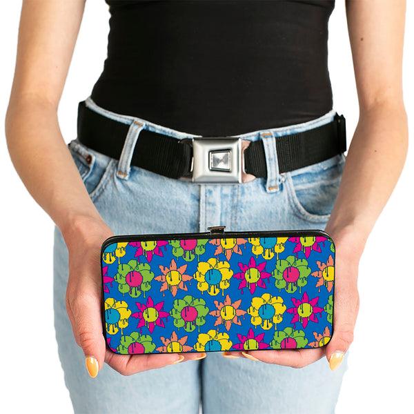Buckle-Down Hinged Wallet - Funky Flower Drip Blue/Multi Color
