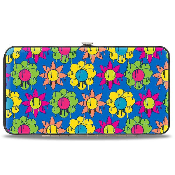 Buckle-Down Hinged Wallet - Funky Flower Drip Blue/Multi Color