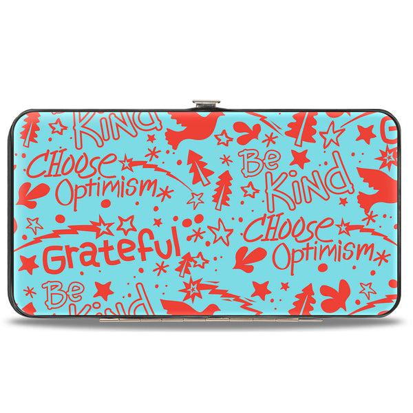 Buckle-Down Hinged Wallet - GRATEFUL OPTIMISM BE KIND Icons Collage Blue/Red