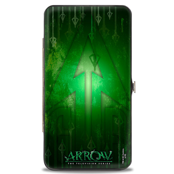 Buckle-Down Hinged Wallet - Green Arrow Bow Pose + Arrows Greens