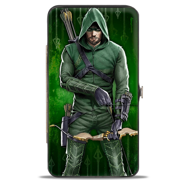 Buckle-Down Hinged Wallet - Green Arrow Bow Pose + Arrows Greens