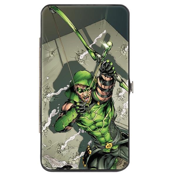 Buckle-Down Hinged Wallet - Green Arrow Shooting Pose + Year One Cover Pose White