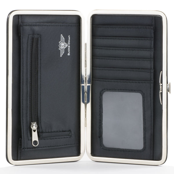 Buckle-Down Hinged Wallet - Harley Quinn Hugging Joker Pose Lineup Grays