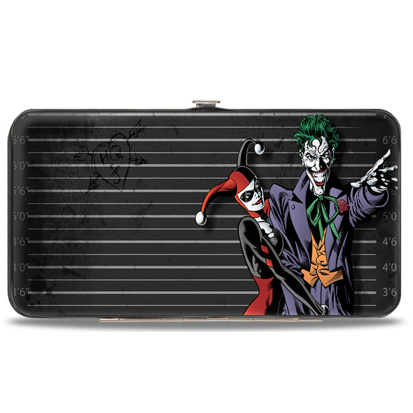 Buckle-Down Hinged Wallet - Harley Quinn Hugging Joker Pose Lineup Grays