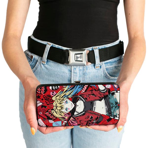 Buckle-Down Hinged Wallet - Harley Quinn Pudding Anime Poses And Icons Collage Red/Black