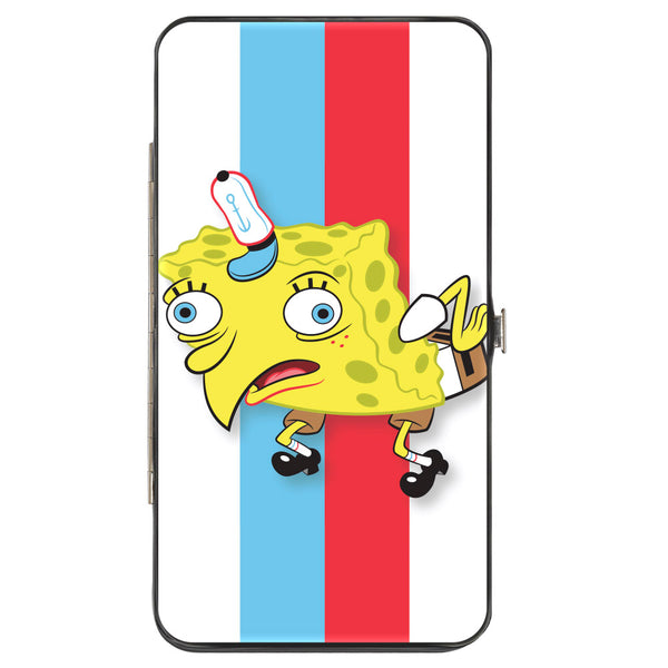 Buckle-Down Hinged Wallet - Mocking SpongeBob Pose Stripe White Blue Red White