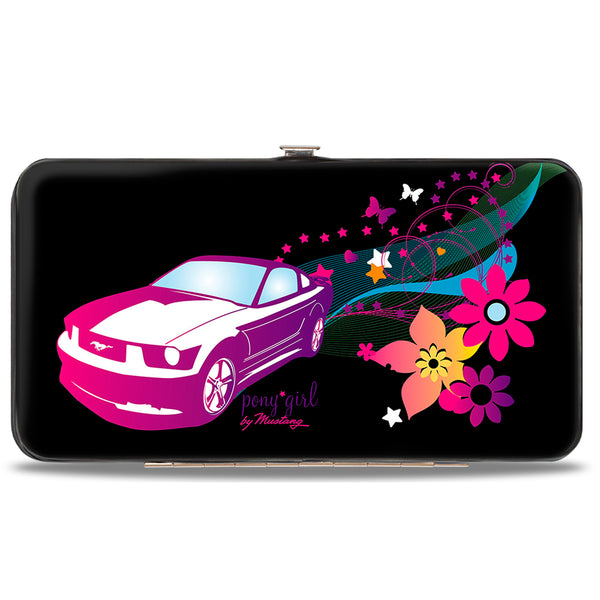 Buckle-Down Hinged Wallet - Mustang PONY GIRL Butterflies Flowers Stars Black Pinks Purples