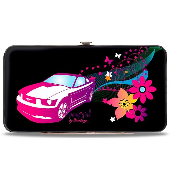 Buckle-Down Hinged Wallet - Mustang PONY GIRL Butterflies Flowers Stars Black Pinks Purples