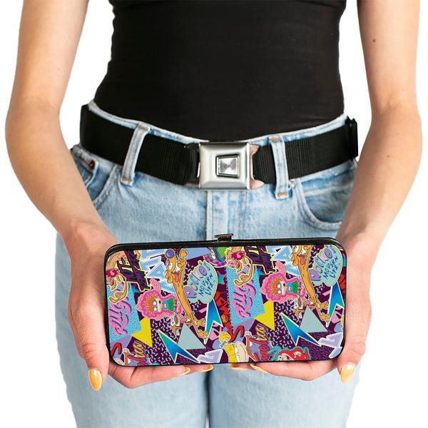 Buckle-Down Hinged Wallet - Nick 90's Logos 7-Show Characters Purple Multi Color