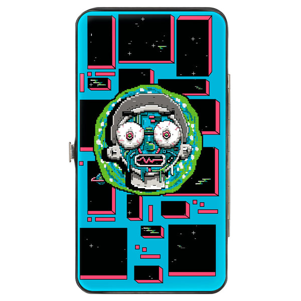 Buckle-Down Hinged Wallet - Rick And Morty Logo And Circuit Faces And Blocks Multi Color