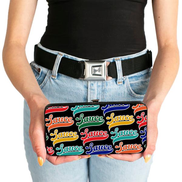 Buckle-Down Hinged Wallet - SAUCE Baseball Script Black/Multi Color