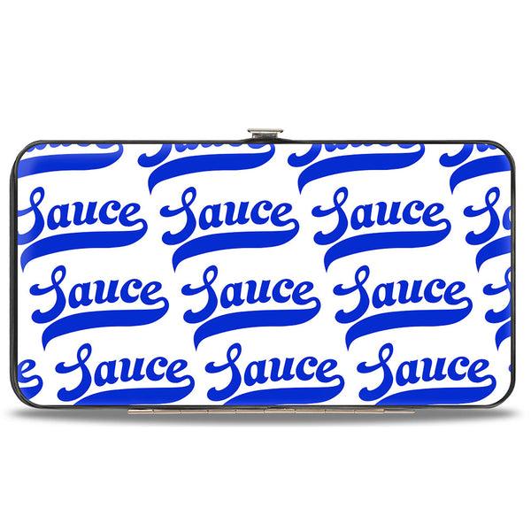 Buckle-Down Hinged Wallet - SAUCE Baseball Script White/Blue