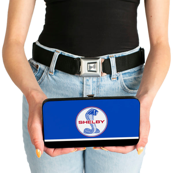 Buckle-Down Hinged Wallet - SHELBY Tiffany Split Stripe Blue Red White Black