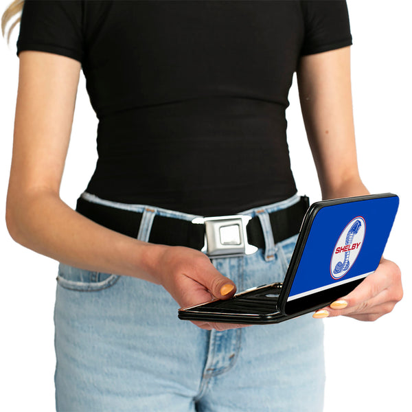 Buckle-Down Hinged Wallet - SHELBY Tiffany Split Stripe Blue Red White Black