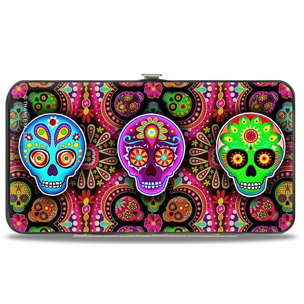 Buckle-Down Hinged Wallet - Six Sugar Skulls Multi Color