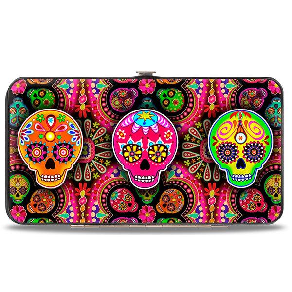 Buckle-Down Hinged Wallet - Six Sugar Skulls Multi Color