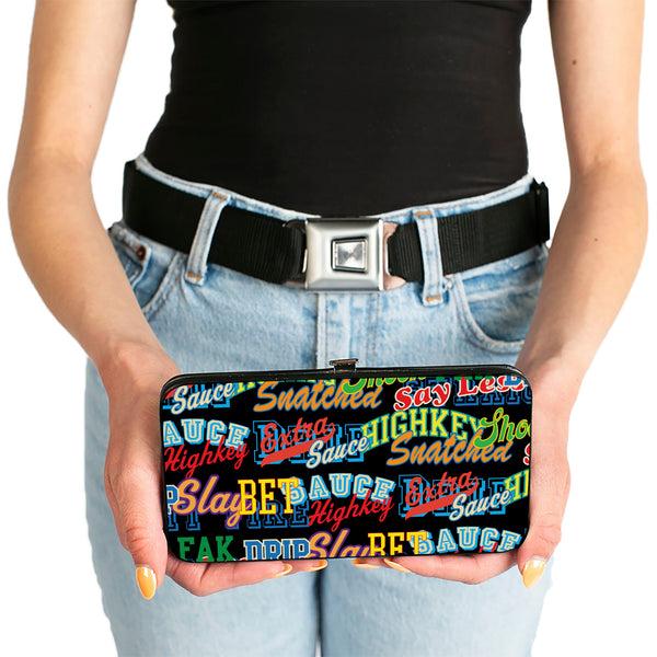 Buckle-Down Hinged Wallet - Slang Verbiage Stacked Black/Multi Color