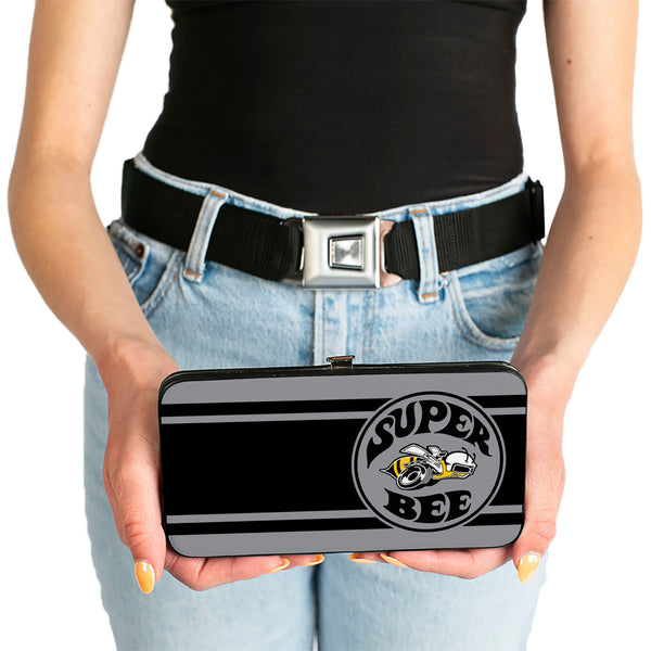Buckle-Down Hinged Wallet - SUPER BEE Logo Stripes Black Gray
