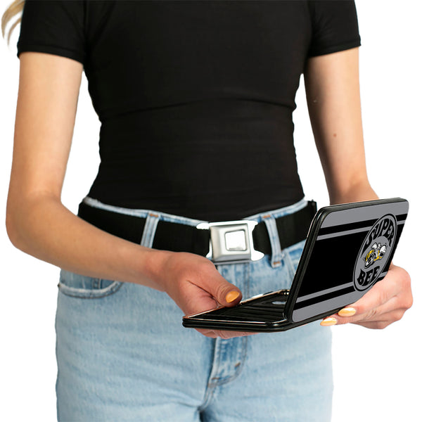 Buckle-Down Hinged Wallet - SUPER BEE Logo Stripes Black Gray