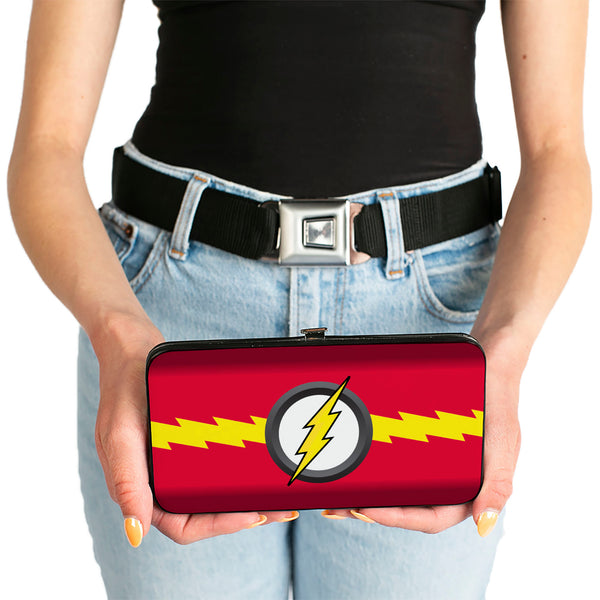 Buckle-Down Hinged Wallet - The Flash Icon Bolt Stripe Reds Yellow Gray White