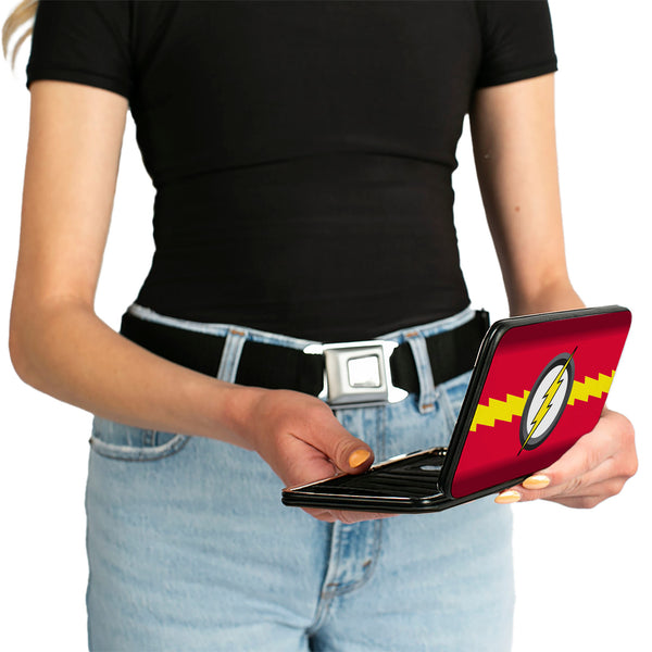 Buckle-Down Hinged Wallet - The Flash Icon Bolt Stripe Reds Yellow Gray White