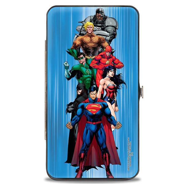 Buckle-Down Hinged Wallet - The New 52 Justice League 7-Superhero Group Pose Streak Blues