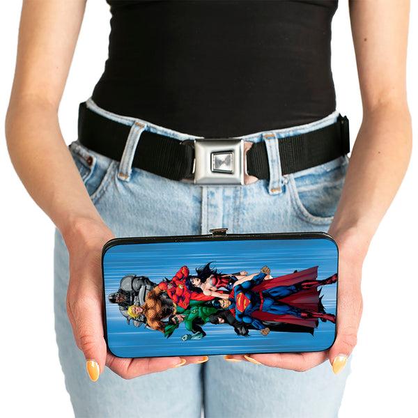 Buckle-Down Hinged Wallet - The New 52 Justice League 7-Superhero Group Pose Streak Blues