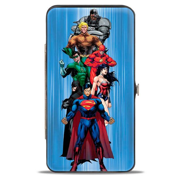 Buckle-Down Hinged Wallet - The New 52 Justice League 7-Superhero Group Pose Streak Blues
