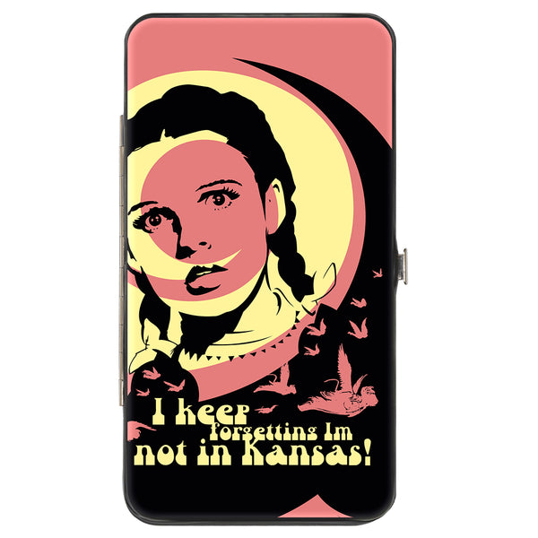 Buckle-Down Hinged Wallet - The Wizard of Oz Dorothy and Flying Monkeys NOT IN KANSAS Quote Black/Yellow/Pink
