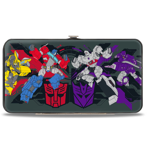 Buckle-Down Hinged Wallet - Transformers Autobots Versus Decepticons Action Poses and Logos Grays/Black