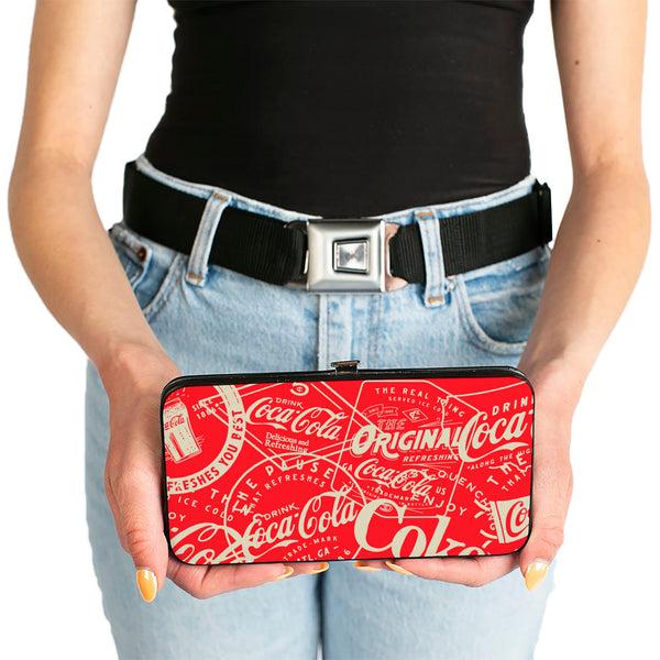 Buckle-Down Hinged Wallet - Vintage Coca-Cola Coke Icons And Ad Logos Red/White