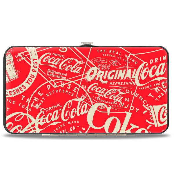 Buckle-Down Hinged Wallet - Vintage Coca-Cola Coke Icons and Ad Logos Red/White