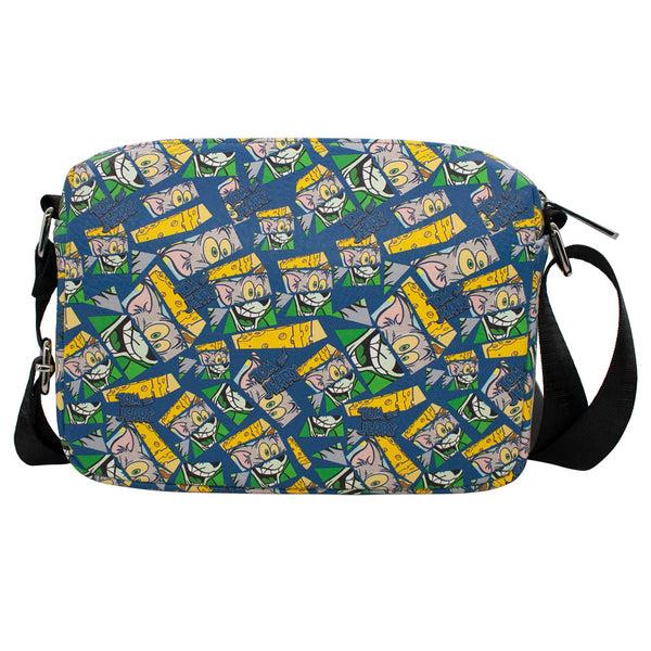 Buckle-Down Horizontal Crossbody Wallet - TOM AND JERRY Expression Blocks Mash Up Blocks Blue