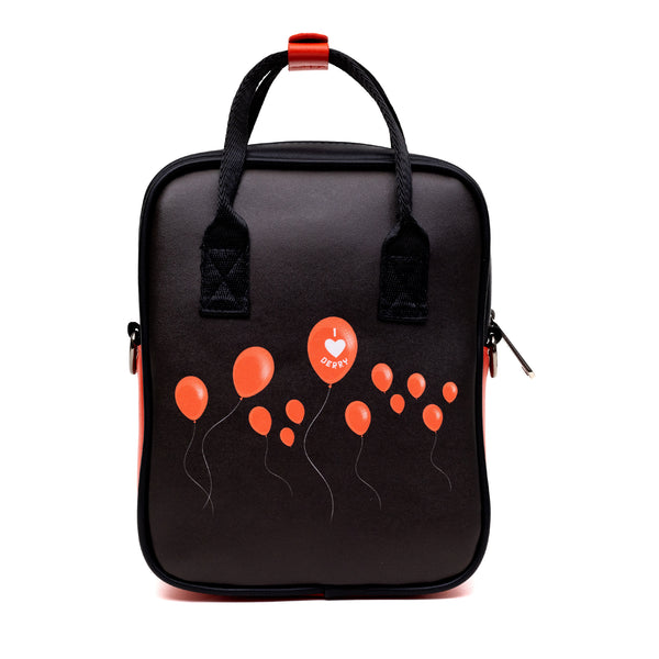 Buckle-Down Horror Movies Vegan Leather Cross Body Backpack For Men And Women With Adjustable Strap It Pennywise Smiling Face Applique