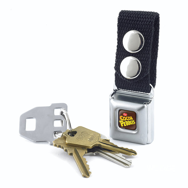 Buckle-Down Keychain - POST COCOA PEBBLES Logo Full Color Brown/Yellows