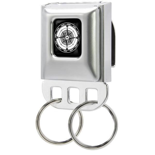 Buckle-Down Keyholder - Compass Face Full Color Black/White