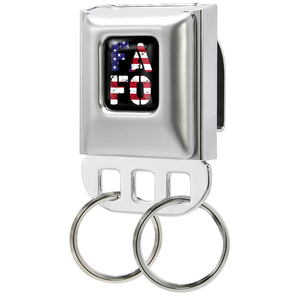 Buckle-Down Keyholder - FAFO Americana Text Distressed Full Color Black/Blue/White/Red
