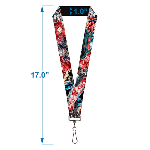 Buckle-Down Lanyard - 1.0" - 5-Suicide Squad Villains Group Reds
