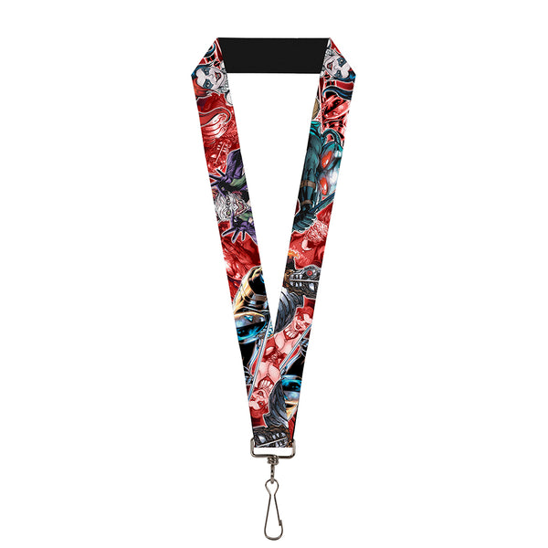 Buckle-Down Lanyard - 1.0" - 5-Suicide Squad Villains Group Reds